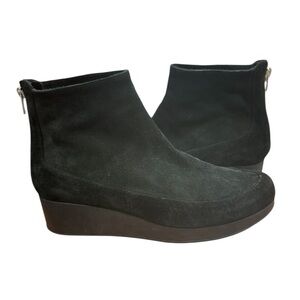 Robert Clergerie Black Suede Wedge Ankle Boots
